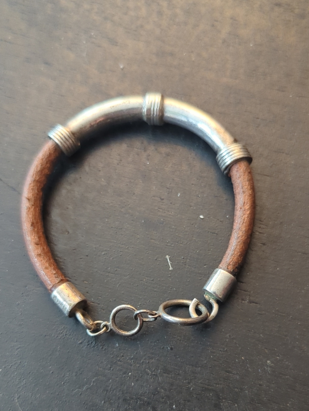 Sterling Silver And Leather Cuff